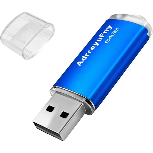 Cl USB 64 Go, Clef USB 2.0 Mmoire Stick USB Flash Drive 64Go  Capuchon Lecteur USB Pendrive avec Lumire LED Compatible avec Voiture, Ordinateur, PC (Bleu)
