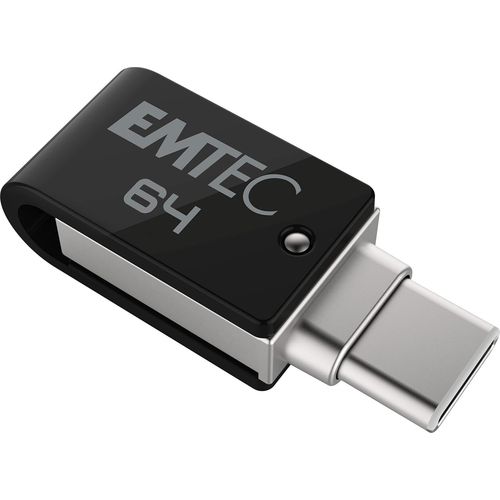 Cl USB 64 Go Dual T260C Mobile&Go -Clef USB 3.2 Pivotante -USB Stick Dual USB-A/USB-C -Systme d'Accroche Pivotant  360- Vitesse de Lecture 180MB/s Max - Vitesse d'criture 15MB/s Max