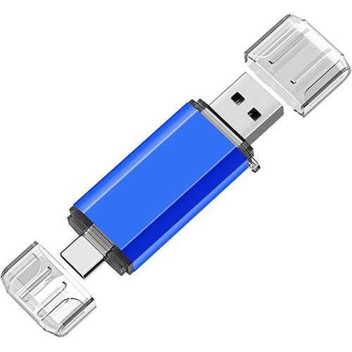 CL USB 64 Go, OTG Cl USB C 64Go 2 en 1 Type C Pen Drive 64 GB Portable Clef USB 64go USB C 2.0 Stick 64gb, OTG Mmoire Stick pour PC/Smartphones, Bleu
