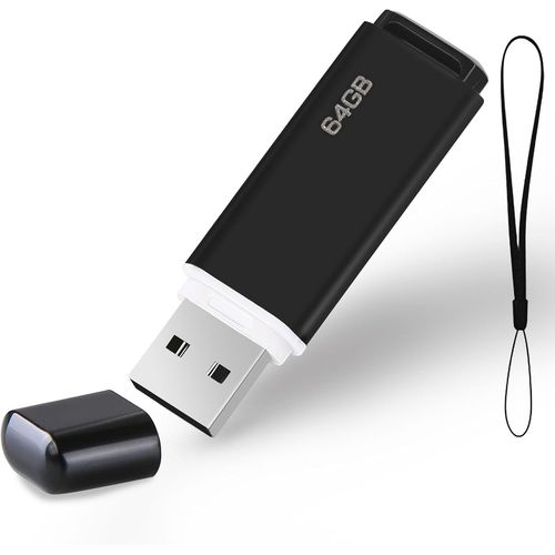 CL USB 64Go, Flash Drive Pen USB 2.0 Memory Stick pour PC, Ordinateur Portable etc (Noire)