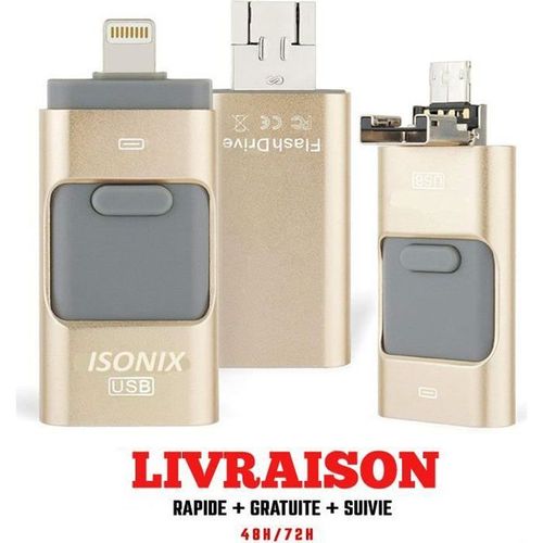 Cl USB 64Go pour iPhone iPad iPod [Certifi Apple MFi] Lightning USB  USB 3.0 Mmoire Stick  l'Extension de Stockage Rose