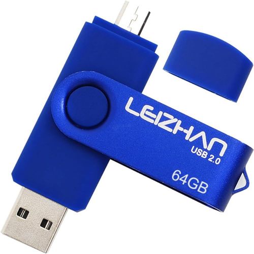 Cl USB 64Go USB 2.0 OTG 2 en 1 Flash Drive Mmoire Stick pour PC Ordinateur Portable Android Smartphone Tablette-Bleu.[F1121]
