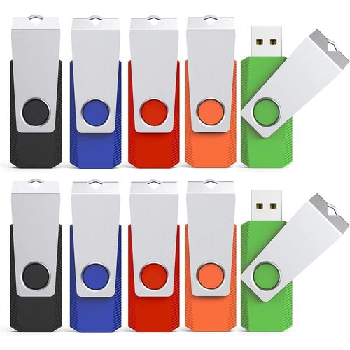 Cl USB 8 Go,Lot de 10 Clef USB 2.0 Flash Drive Clef USB Pivotant Stockage Disque Mmoire Stick External Storage for Computer/TV/Ipad/Car (8GB,Multicolour)