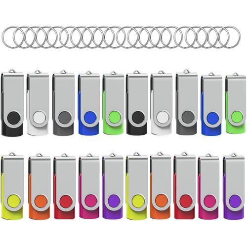 Cle Usb 8 Go Lot De 20 Cls Usb 2.0 Flash Drive Stockage Rotation Disque Mmoire Stick Cl Usb Lot 8Go Stockage Donnes Avec Lumire Led,10 Couleurs[X756]