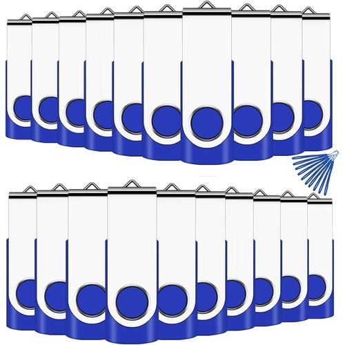 Cle Usb 8Gb, Cl Usb 2.0 Flash Drive Clef Usb Pivotant Stockage Disque Mmoire Stick Pendrive Avec 20 Cordes (8Gb*20Pcs Bleu)[X2043]