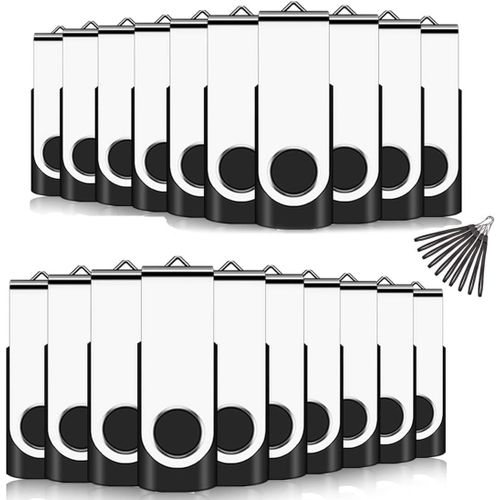 Cle USB 8GB, Cl USB 2.0 Flash Drive Clef USB Pivotant Stockage Disque Mmoire Stick Pendrive avec 20 Cordes (8GB*20PCS Noir)