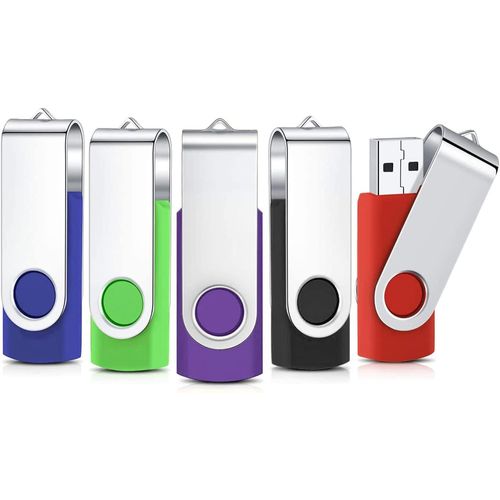 Cl USB 8Go Lot de 5 Flash Drive Cles USB 2.0 Mmoire Stick Stockage Pivotantes Porte Clef USB U Disque (5 Couleurs Mlanges:Rouge Vert Noir Bleu Violet)