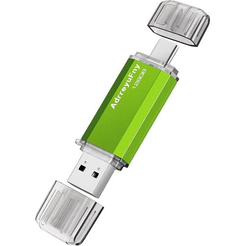 Cl USB C 128 GO,Clef USB 2.0 OTG Type C 2 en 1 Pen Drive Portable Mmoire Stick USB Flash Drive pour Smartphones,Tablette,PC etc (Vert)