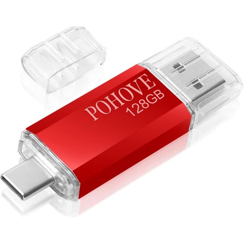 Cl USB C 128 Go,Mini Cle USB 128 Go Type C OTG Clef USB 128go Impermable USB C Flash Drive 128gb pour Huawei,Xiaomi,Oneplus,Smartphones Dot USB C,Matebook,PC,Tablette Etc (Rouge).[Y425]