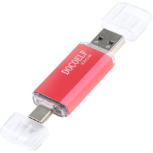 Cl USB C 32 Go, OTG Mini Cle USB 32gb Type C Clef USB 32go 2 en 1 Type C Pen Drive Impermable USB C Flash Drive 32 GB pour Oneplus, Smartphones Dot USB C, Matebook, Pc, Tablette Etc (Rouge).[G660]