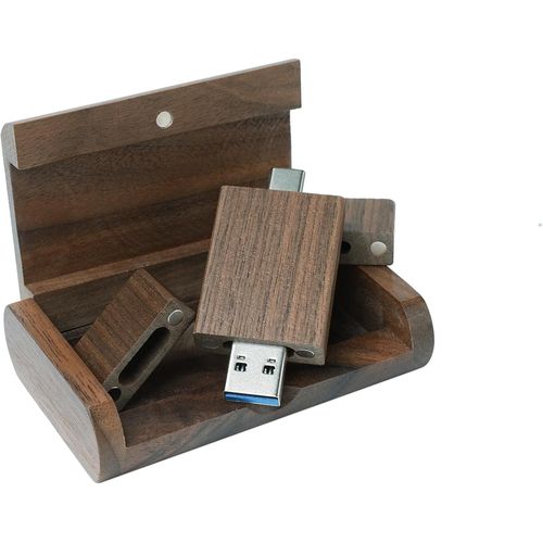 Cl USB C en bois de noyer 16 Go 1 pice, OTG USB C Pen Drive, USB 3.0 et USB C Flash Drive, Cl USB de type C pour USB A + USB C Smartphone Android