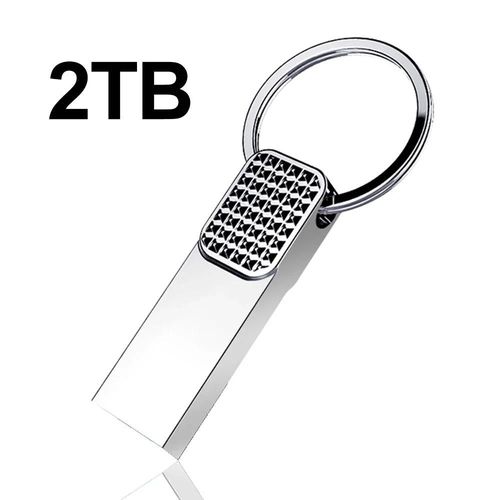 Cl USB en mtal haute vitesse,cl USB portable,cl USB,cl USB,mmoire SSD,cadeau,3.0 Go,2 To,1 To,512 Go - Type Silver 2TB