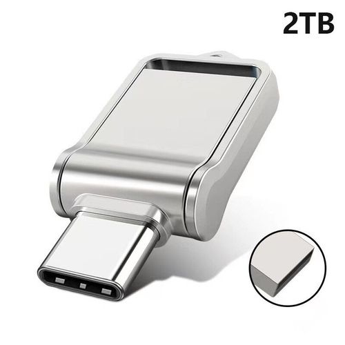 Cl USB en mtal OTG,mini disque mmoire tanche,cl USB,cl USB haute vitesse,type C,1 To,2 To,3.0 - Type silver 2TB