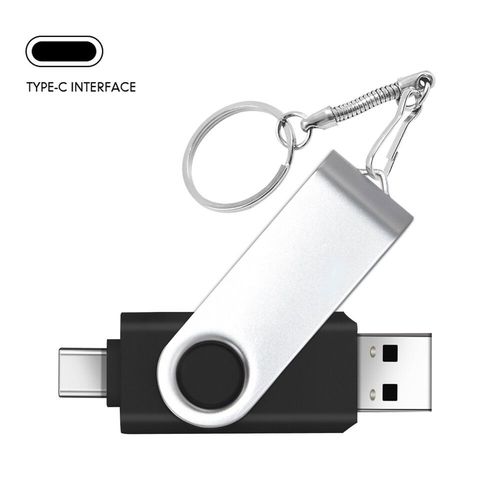 Cl usb OTG en mtal 2 en 1,support  mmoire de 4GB 8GB 16GB 32GB 64GB,Micro lecteur flash de Type C - Type Black Type-C-4 GO