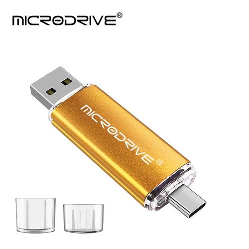 Cl USB OTG haute vitesse de type C,cl micro,stockage externe,double application,256 Go,128 Go,64 Go,32 Go,16 Go- Golden-512 GO