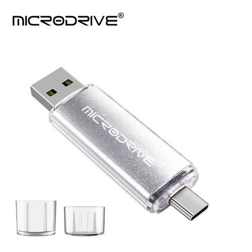 Cl USB OTG haute vitesse de type C,cl micro,stockage externe,double application,256 Go,128 Go,64 Go,32 Go,16 Go- Silver-32 GO