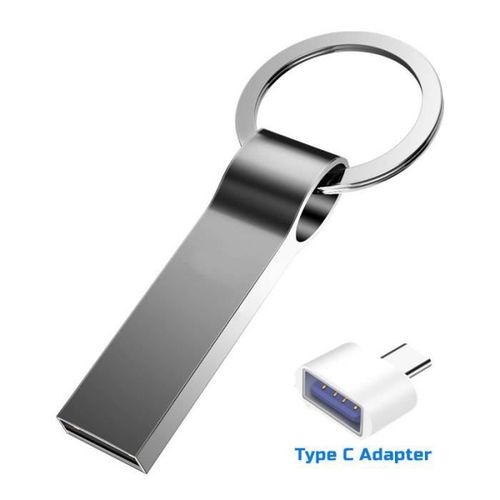 Cl USB OTG, support  mmoire lecteur Flash haute vitesse avec adaptateur Type C, Capacit 2 To - Noir