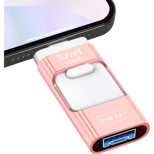 Cle USB pour Phone 4 in 1 Cl USB 256 Go Memory Stick pour Phone Haute Vitesse Photo Stick External Storage Compatible avec Phone/Pad/Android/PC