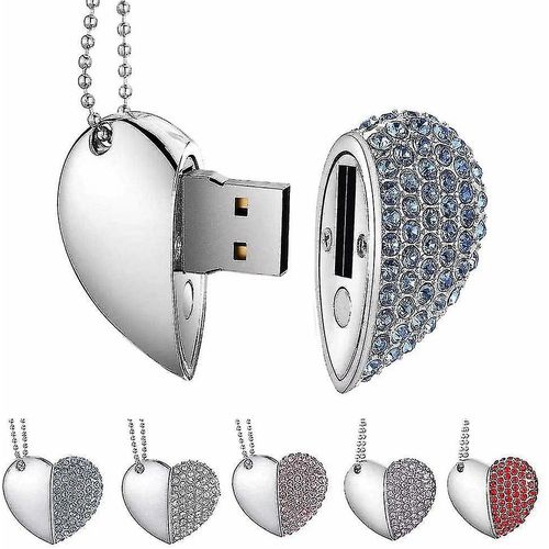 Cl USB, Premium Usb 3.0, Diamond Heart Shape 32gb Usb Flash Drive Waterproof Memory Stick Memory Stick Transfert haute vitesse, Bleu