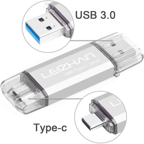 Cl USB Type C 32 Go,Flash Drive USB 3.0 OTG pour Huawei Samsung Smartphone Android de Type C-Argent