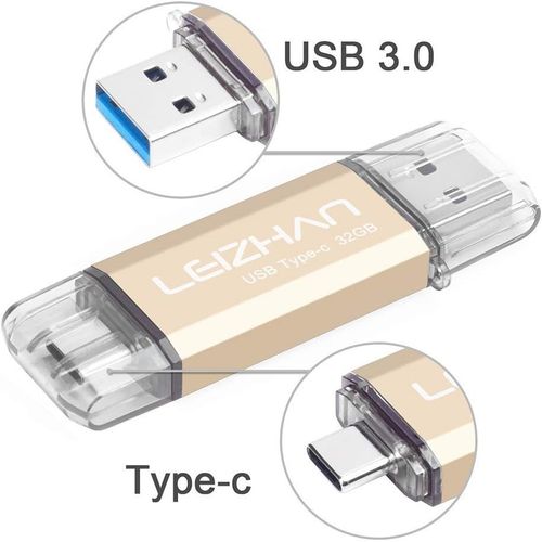 Cl USB Type C 32 Go,Flash Drive USB 3.0 OTG pour Huawei Samsung Smartphone Android de Type C-Or