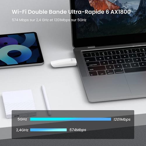cl wifi 6 bi-bande AX1800, Tenda U18, Dongle WiFi USB 3.0, 1800Mbps pour PC-Desktop-Laptop, Compatible avec Windows 11-10