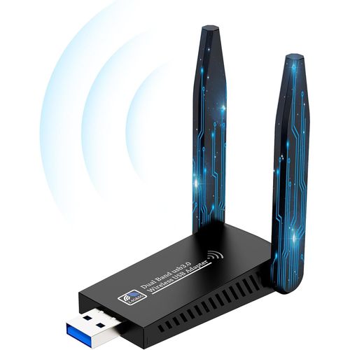Cl Wifi,Ac1300 Mbps Cle Wifi Puissante Usb 3.0 Double Bande,2.4G/5.8Ghz Adaptateurs Usb Cl Wifi Pour Pc/Laptop/Desktop/Tablet,Compatible Avec Windows 11/10/8/7/Vista/Xp,Mac Os X