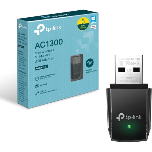 Cl Wifi Puissante Ac1300 Mbps, Adaptateur Usb Wifi, Dongle Wifi, Usb 3.0 Double Bande, 2.4G / 5Ghz, Mu-Mimo, Compatible Avec Windows 11/10/8.1/8/7/Xp, Mac Os X, Archer T3U[X744]