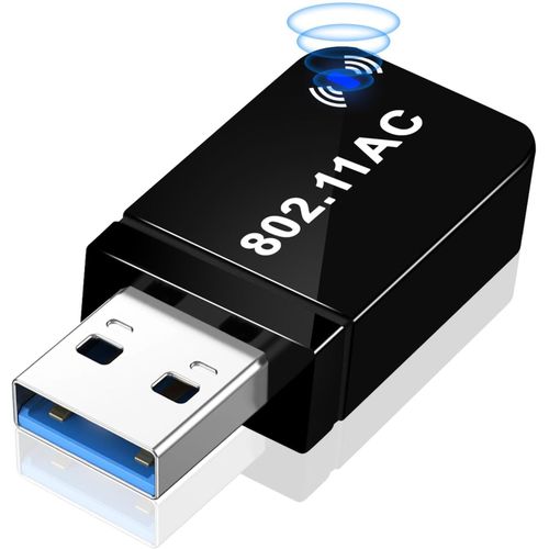 Cl WiFi Puissante AC1300 Mbps, Cle USB WiFi, 2.4G / 5GHz Dongle WiFi, Mini Adaptateur USB WiFi pour PC/Laptop/Desktop/Tablet, pour Windows 11/10/8.1/7/XP, Mac Os X 10.9-10.15.[V161]