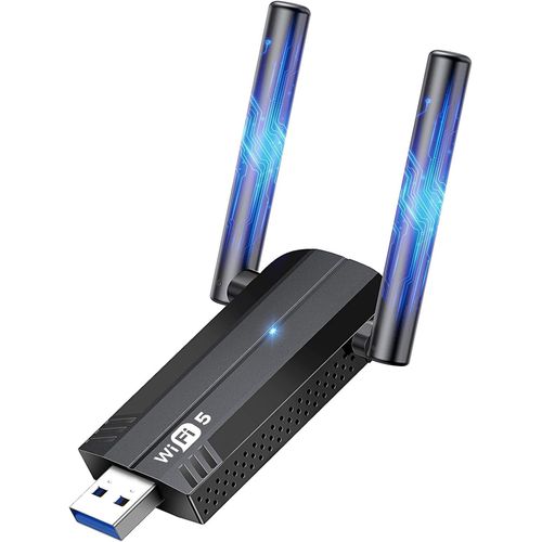 Cl WiFi USB 3.0 pour PC,Adaptateur Clef WiFi USB 1300Mbps Double Bande 5G 2.4G Hz avec antenne 5dBi,Compatible avec PC Gamer,Ordinateur Portable,Windows 11/10/8.1/7/Vista/XP.[U470]