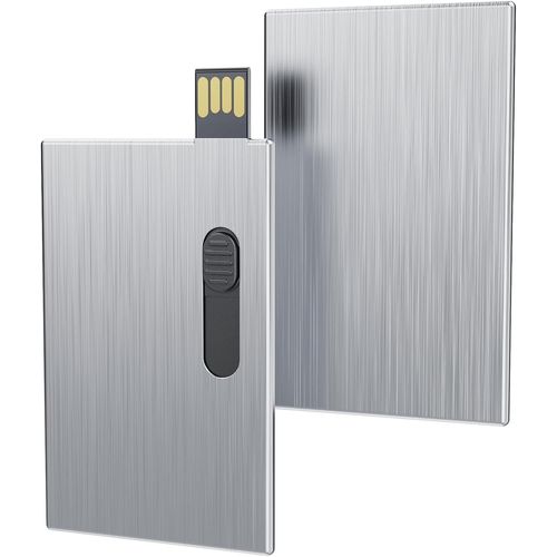 Clef USB 64Go Forme Carte de Crdit Cl USB 2.0 Mtal Flash Drive Nouveaut U Disque Elgant Mmoire Stick Argent Antichoc U-Disk Stockage de Donnes