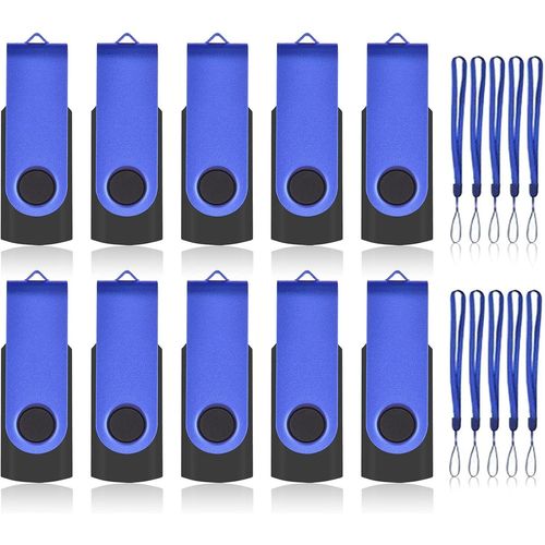 Cles Usb 4 Go Lot 10 Cl Usb 2.0 Clef Usb Originale Mat Matriel Flash Drive Mmoire Sticks Avec Cordes Pivotantes Pour Pc Ordinateur Portable Bleu[X982]