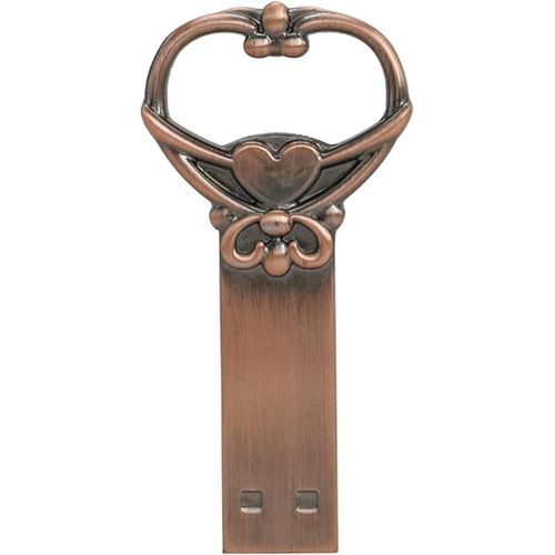 Cls USB Forme de Coeur Pendrive Cl USB en Mtal USB3.0 Stick Disque Flash en Bronze 16 Go 32 Go 64 Go Disque U Memory Stick avec Porte-cls (16 Go, C?ur)