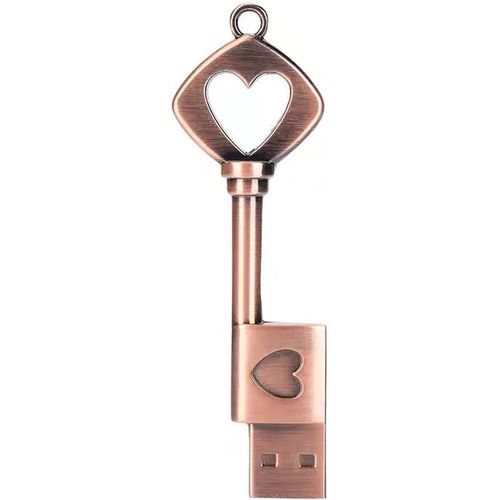 Cls Usb Forme De Coeur Pendrive Cl Usb En Mtal Usb3.0 Stick Disque Flash En Bronze 16 Go 32 Go 64 Go Disque U Memory Stick Avec Porte-Cls (32 Go, Cl)[X1290]