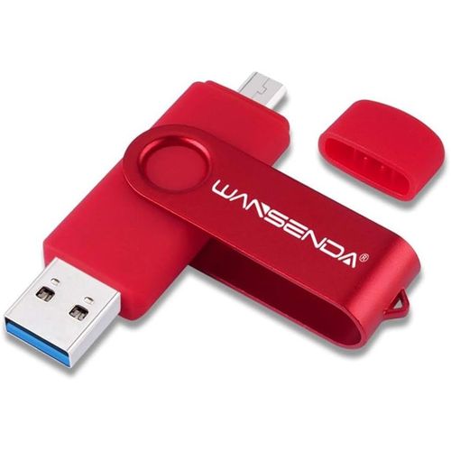 Cls USB USB 3.0 Stick Haute Vitesse USB Flash Drive Wansenda 2 in 1 OTG Memory Stick pour appareils Android/PC/Tablette/Mac (256GO, Rouge)