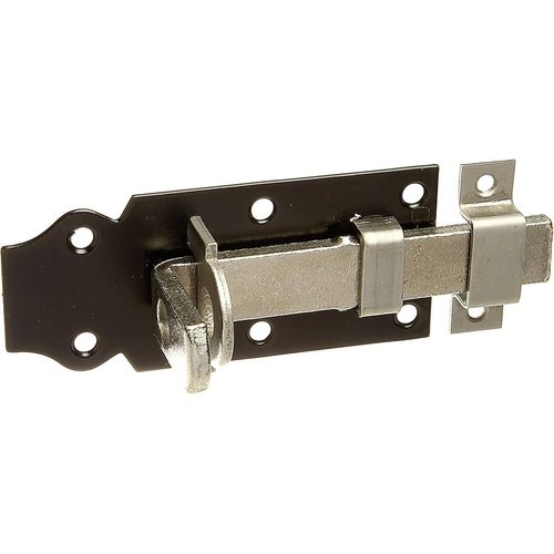 Clicksell-116064 Verrou Porte-Cadenas | Droit, Avec Poigne Plate Et Gche Attache | Zingu, Platine Laque Noire | Platine 100 X 44 Mm