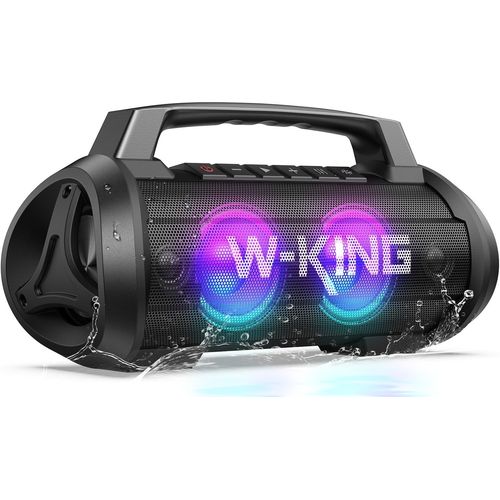 CLICKSELL-120W Max Enceinte Bluetooth, 70W Haut-Parleur Bluetooth Portable, Enceinte Etanche Ipx6/Super Basses/Eq, Haut-Parleur Sans Fil Avec Led/Dsp/42H/Powerbank/Mic/Aux/Tf, Pour Ftes/Voyage/Campi