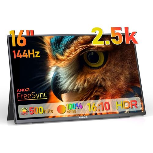 CLICKSELL-2.5K cran Portable, 144Hz | 16 Pouces | 500Nits| Qhd | Hdr | 100% Srgb, Freesync, Ips Moniteur Portable Gaming, Ecran Externe Pour Ordinateur Portable/Pc/Macbook/Phones/Tablet/Ps5/4/Xbox/U