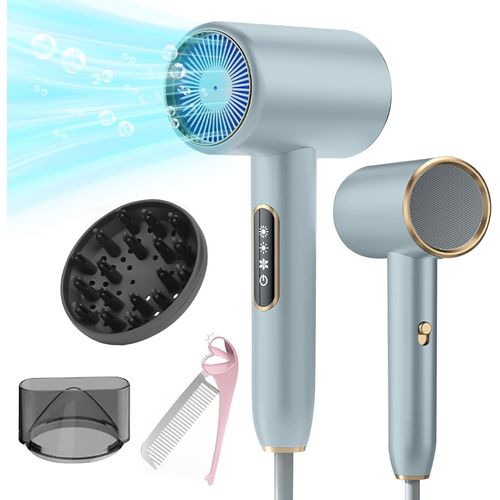 Clicksell-2400w Professionnel Sche Cheveux Ionique,Schage Rapide Hair Dryer Avec cran Lcd,3 Tempratures 2 Vitesses Salon Sche Cheveux Avec Diffuseur Et Buse De Coiffage Et Peigne Pliant (Argent)