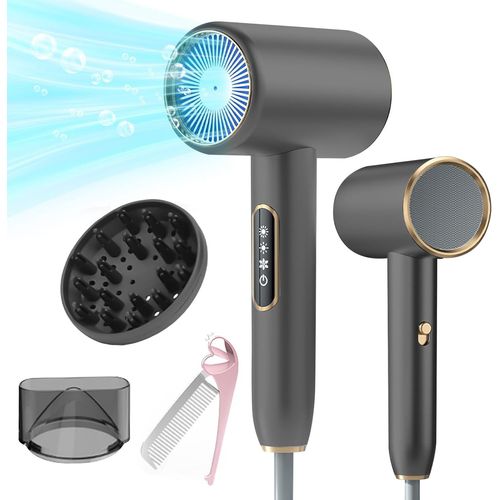 Clicksell-2400w Professionnel Sche Cheveux Ionique,Schage Rapide Hair Dryer Avec cran Lcd,3 Tempratures 2 Vitesses Salon Sche Cheveux Avec Diffuseur Et Buse De Coiffage Et Peigne Pliant (Gris)