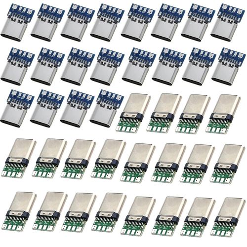 Clicksell-40 Pices Connecteur Usb C  Souder,Usb C Encastrable Connecteur, Usb 3.1 Type C Connecteur 24 Broches Mle Femelle Pour Souder Module De Support Carte Pcb De Fil