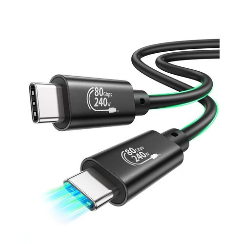 CLICKSELL-80Gbps Cble Thunderbolt 5 Compatible, Cble De Donnes Usb4, Bande Passante Vido 120Gbps, Double 8K/6K/5K@60Hz, 4K@480Hz, 240W Pd3.1 Pour Macbook M4 Pro/Pro Max, Pssd, Dock, Egpu-1M