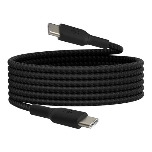 CLICKSELL-Boostcharge Cble  Gaine Tresse Usb-C Vers Usb-C (2 M, Pour Iphone 15, 15 Pro, 15 Pro Max, 15 Plus, Galaxy S24, S23, Note10, Note9, Pixel 8, Pixel 7, Ipad Pro, Etc., Noir)
