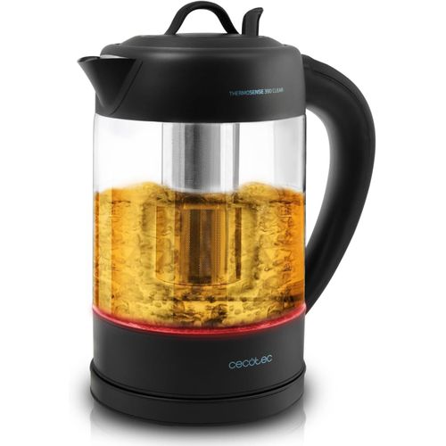 CLICKSELL-Bouilloire lectrique Thermosense 390 Clear. 1.7 L, Verre Borosilicate, Sans Bpa, Base 360, Filtre Anticalcaire, Slecteur De Temprature, Triple Systme De Scurit, 2200 W.