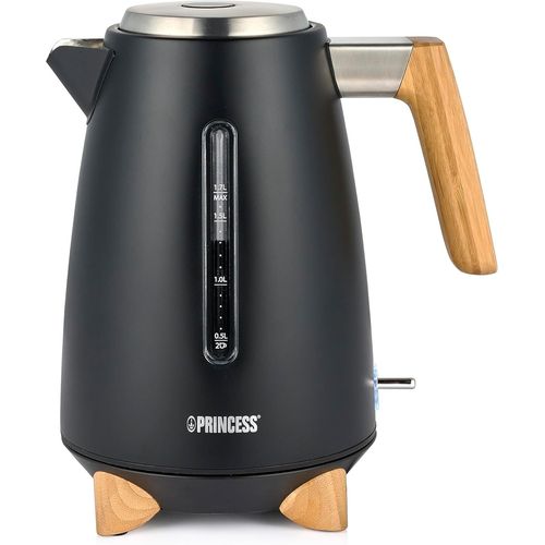 CLICKSELL-Bouilloire Pure-1,7 L-Bambou-Rotation  360-3000 W-Noir Mat