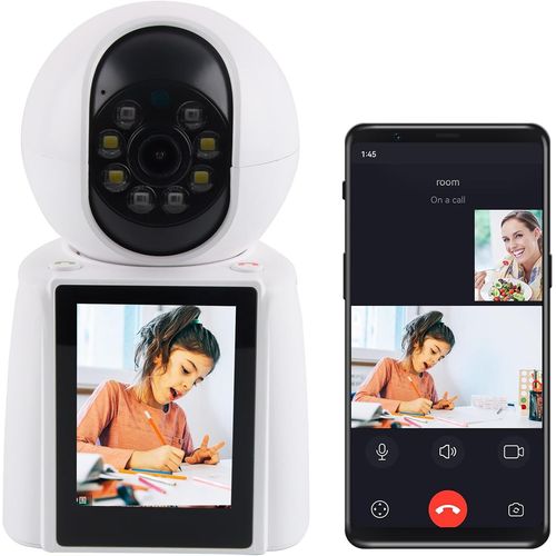 Clicksell-Camra De Surveillance Intrieure, Camra Pour Chien Vido Bidirectionnelle, 1080p Camra Indoor Suivi Automatique, Camra D'intrieur Connecte Avec cran De 2,4 Pouces (Svelte)
