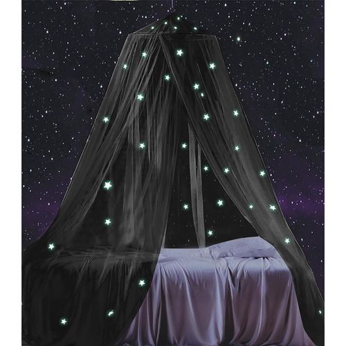 Clicksell-Ciel De Lit Avec toiles Lumineuses Dans Le Noir, Rideaux De Lit Noir Pour Berceau, Lit D'enfant Et Lit D'enfant, Lit Double, Lit Double Et Grand Lit, Moustiquaire Pour Chambre D'adulte