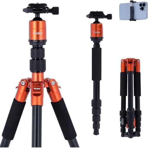CLICKSELL-Compact Traveler No.1 Orange, 143Cm Trpied Appareil Photo Lger En Aluminium Trepied De Voyage Avec Rotule Compatible Arca Swiss Trepied Photo Et Monopod Compact Pour Dslr Et Smartphone
