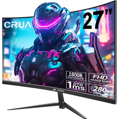 CLICKSELL-Curved Gaming-Monitor 27 Zoll 280Hz, Fhd 1080P 1800R Pc-Monitor, 1 Ms Gtg Mit Freesync, Geringe Bewegungsunschrfe, Augenschutz, Vesa, Displayport, Hdmi, Schwarz
