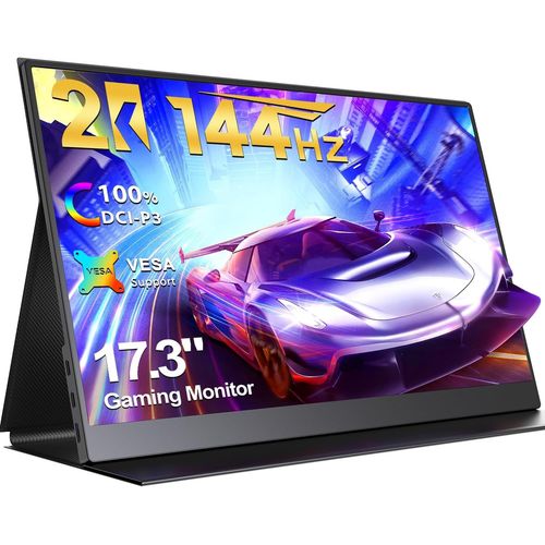 CLICKSELL-Ecran Portable, 17,3 Pouces 2K 144Hz Moniteur Portable Fhd Display Avec tui De Protection Mini Hdmi Type-C cran Portable, Compatibilit Vesa